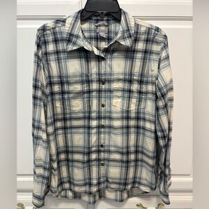 Carhartt Blue Plaid Print Classic Button Up Shirt Women’s Size 8/10